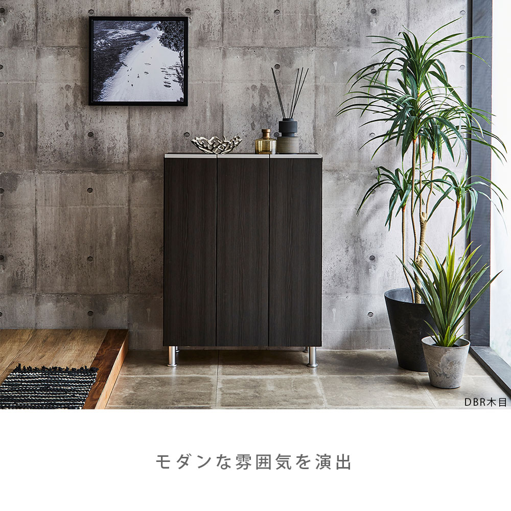 シューズボックス 75 ロータイプ 完成品 下駄箱 玄関収納 靴箱 幅75 オシャレ カワイイ オススメ シューズ棚 シューズケース 靴収納 シューズラック シューズ アルミ脚 国産 扉 木製 大川家具 c-style-10041440 C-スタイル 楽天市場店 サンプル画像3
