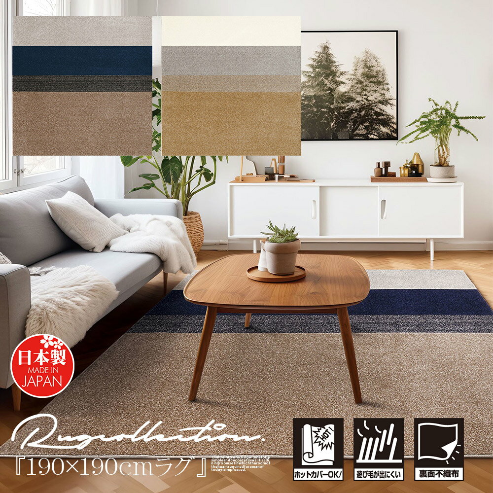 ラグ ラグマット 190cm×240cm 日本製 おしゃれ オールシーズン ナイロン 北欧 夏用 冬用 ホットカーペット対応 お掃除ロボ対応 かわいい 防ダニ 抗菌 抗ウイルス