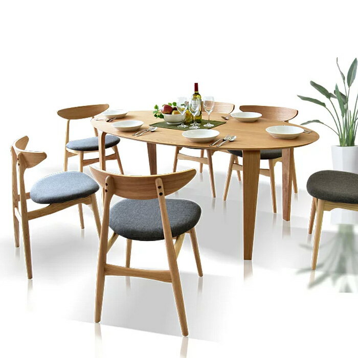 楕円テーブル ダイニングテーブル7点セット 