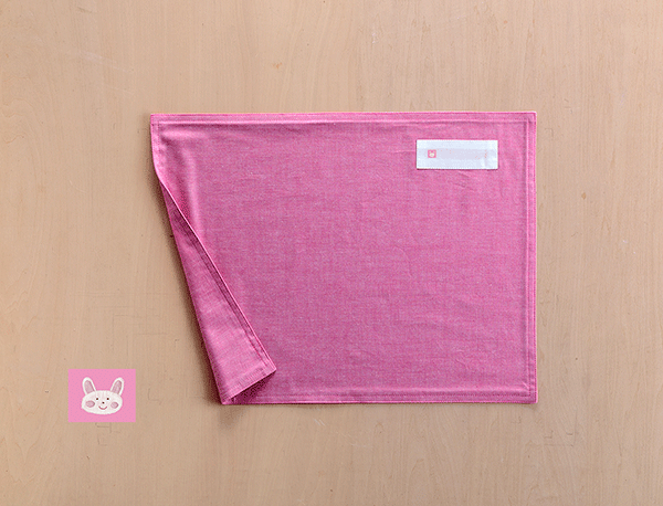 ランチョンマット  ランチクロス  ダンガリー 30×40 チェリーピンクうさぎ 子供・キッズ用 名札..