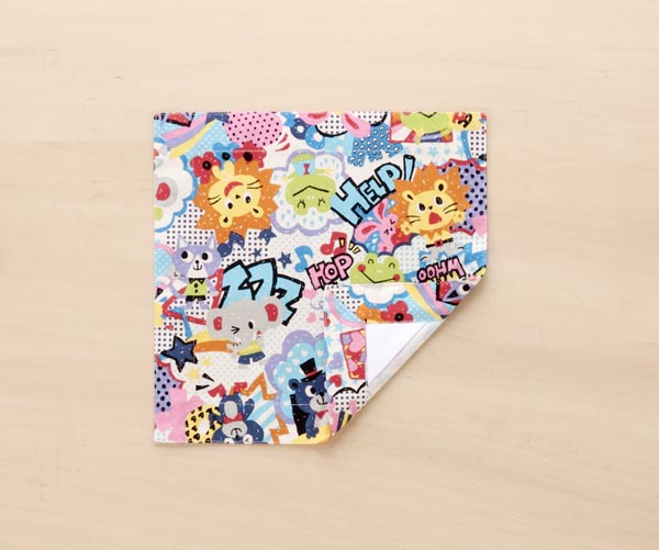 ランチョンマット 25cm×25cm（正方形）ライオン・ぞう・うさぎ・ねこ・くま・かえるも　プリントされて..