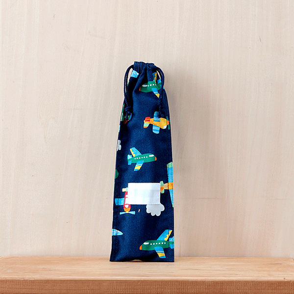 氏名票つきはし袋柄雲とひこうき 紺813