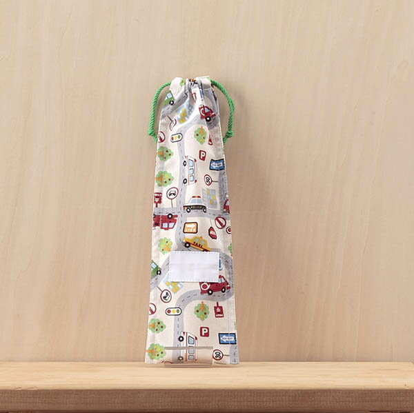 氏名票つきはし袋柄道路標識と働く車生成り431