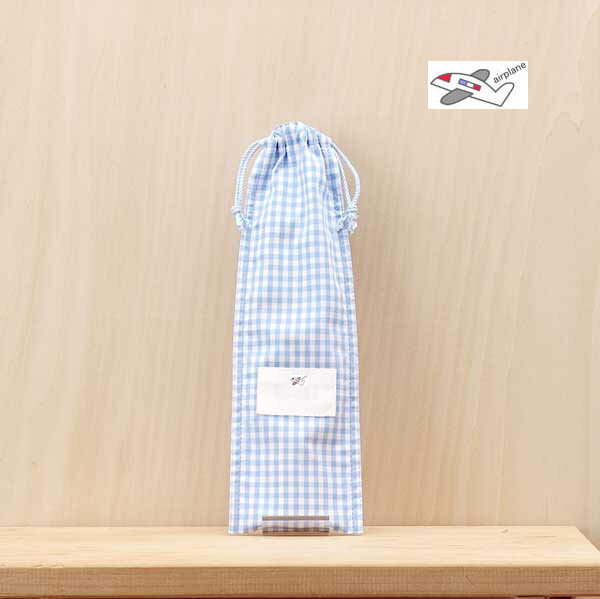 氏名票つきはし袋ギンガムワンポイントブルーひこうきs6