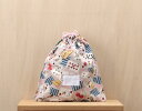 体操着入れ 体操服入れ　お着替え入れ 巾着型 縦28cm横27cm（28×27) まち2cm 氏名票つき 名札つき ピンクアリスとトランプ732 修学旅行・林間学校・宿泊訓練・キャンプ・お泊り保育の時の荷物の小分けにも活躍