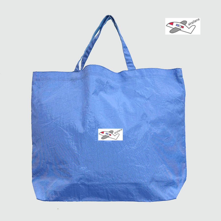 洗濯機でざぶざぶ洗える大きなナイロントートブルーs6ひこうきオリジナルワンポイント
