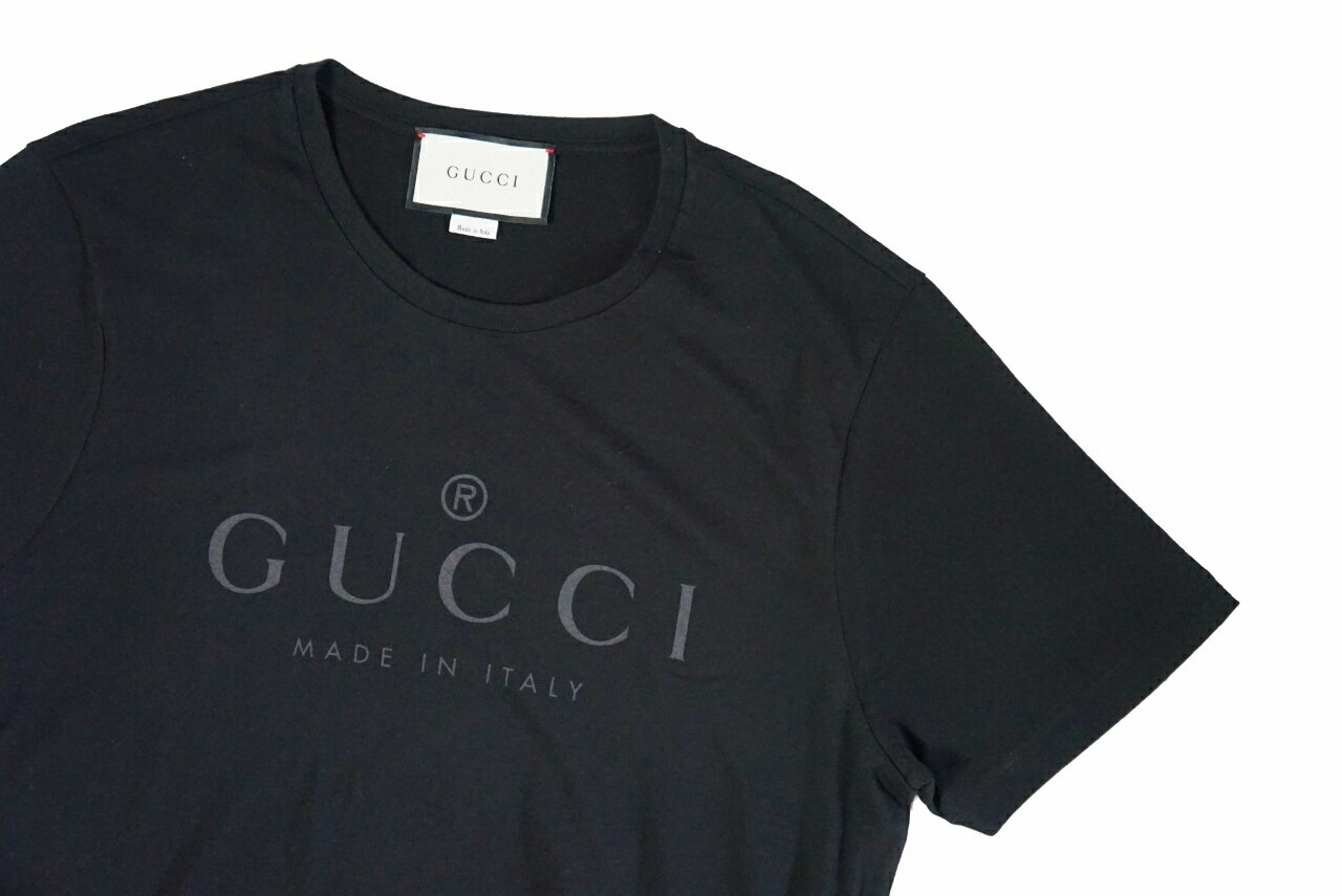 GUCCIグッチクルーネックロゴTシャツ半袖441685メンズ男新品★1000BLACK