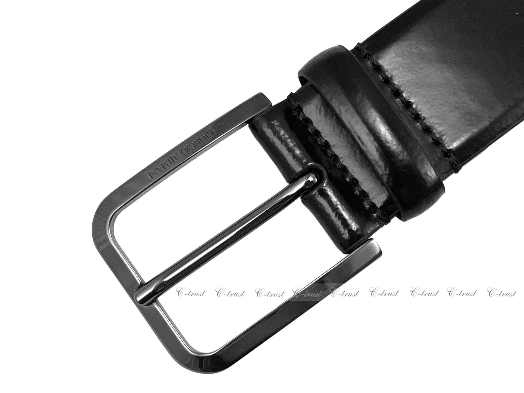 C-TRUST 楽天市場店のGIORGIO ARMANI ジョルジオ アルマーニ ベルト TONGUE BELT メンズ GA ロゴ イタリア製 新品 ★ 80001 BLACK M398-85..｜アングル2
