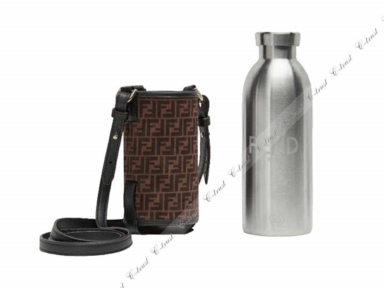 FENDI × 24BOTTLES フェンディ コラボ ボトル ホルダー FF ロゴ イタリア製 7AR972AFJ9F1D9B 新品 ★ ブラウン K556.. 2