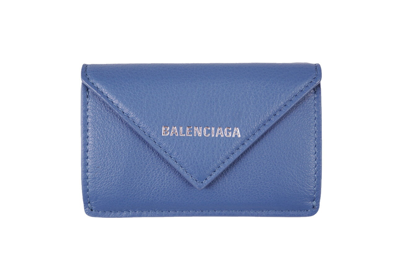 Balenciaga バレンシアガ 4703 財布 Paper ペーパー メンズ財布 ミニ Paper ウォレット 三つ折り イタリア製 メンズ 男 新品 4703 ブルー C Trust 店