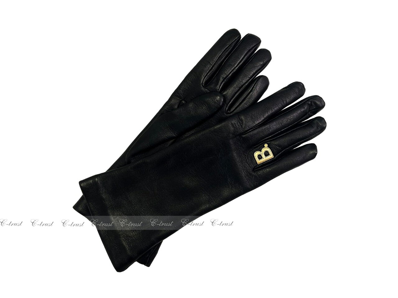 C-TRUST 楽天市場店のBALENCIAGA バレンシアガ 手袋 グローブ レザー レディース メタルBロゴ イタリア製 新品 ★ 1080 ブラック K305-｜アングル2