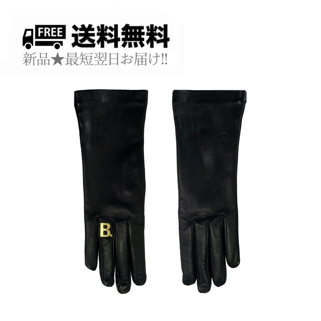 BALENCIAGA バレンシアガ 手袋 グローブ レザー レディース メタルBロゴ イタリア製 新品 ★ 1080 ブラック K305-L8..