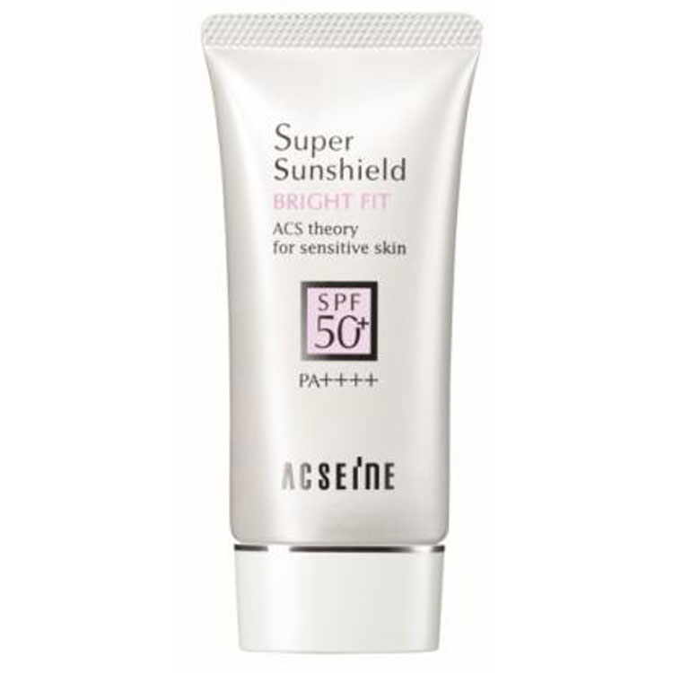 アクセーヌ ACSEINE　スーパーサンシールド　ブライトフィット SPF50 + PA++++ 40g 日焼け止め乳液 下地 ウォータープルーフ ノンケミカル ニキビ 乾燥 敏感肌 低刺激 無香料 無着色 アルコールフリー