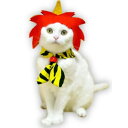 【ゴーゴーセール】愛猫の服 キャットプリン アッというまの赤鬼にゃん 1枚 キャットウエア 付け襟 ネックカラー 帽子 コスプレ