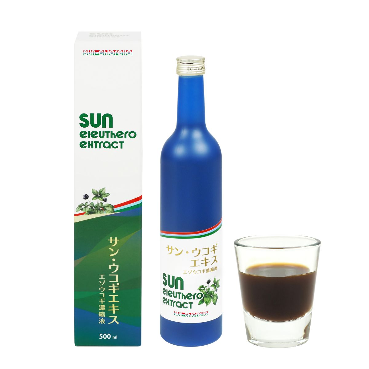 サン・ウコギエキス 500ml【10個セット】エゾウコギ濃縮液 高濃度 液体 高麗人参 エゾウコギエキス クロレラエキス 健康食品 sun chlorella サンクロレラ