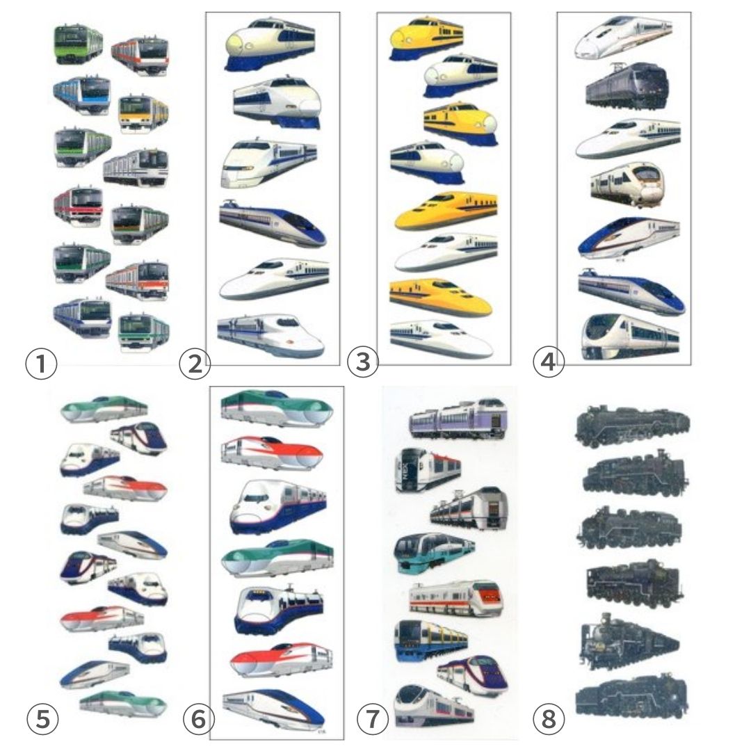 【送料無料】【日本の電車シールセット 全8枚】JR公認 JR東日本 JR西日本 JR九州 東海道山陽新幹線 特急 蒸気機関車 ドクターイエロー 鉄道 乗り物 手紙 奥山 オクヤマ ギフト お土産 プレゼント 学用品