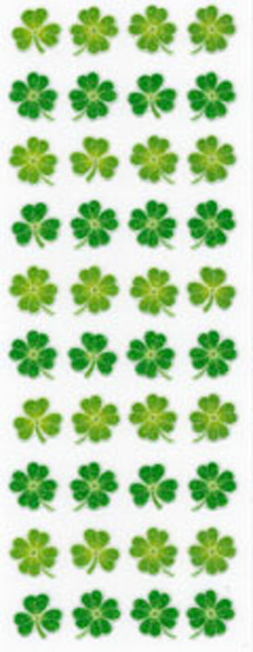 ラメ入りシール　クローバー4列 CR392 デコレーション ステッカー レターセット 手紙 キラキラ 四つ葉 ..