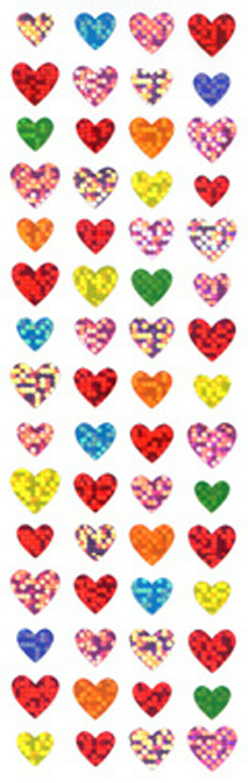 ホログラム ハートシール 4列 カラフル PMS714 デコレーション ステッカー レターセット 手紙 キラキラ 奥山 オクヤマ 学用品