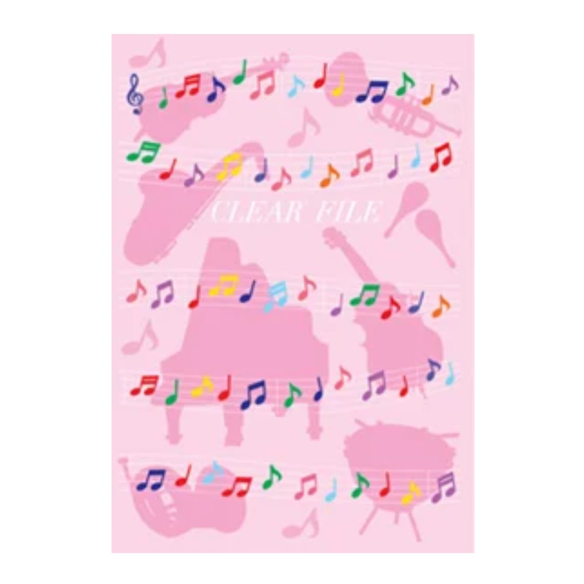 【10枚セット】クリアファイル A4　楽器・楽譜 ピンク C