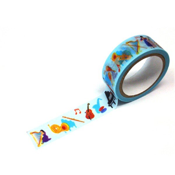 マスキングテープ　オーケストラ CT238　1個 水色 楽器 音楽 音符 マステ 奥山 オクヤマ 学用品