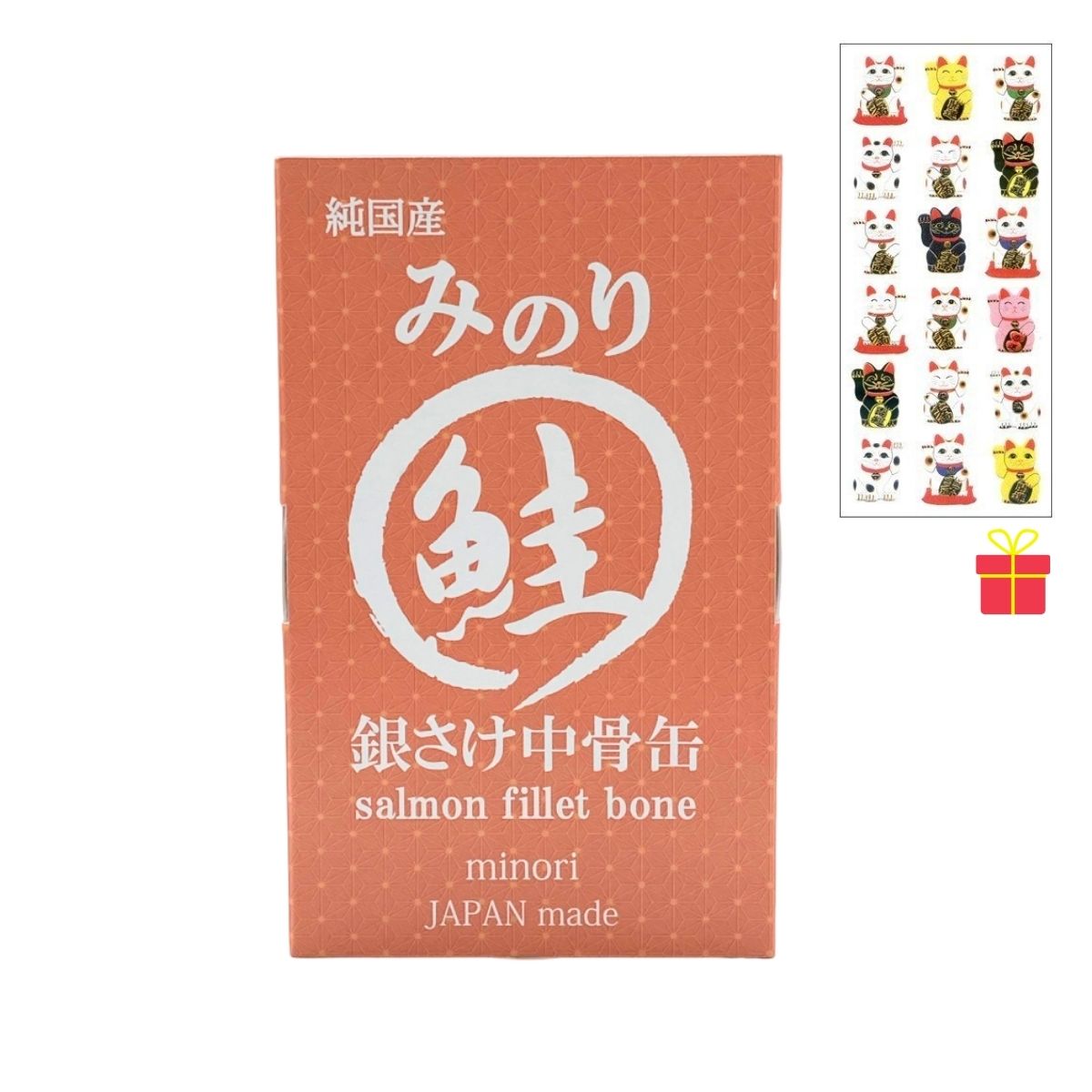 日本のみのり 銀さけ中骨缶 100g×288缶【12ケース】【金運招き猫シール1枚付】鮭缶 犬猫用 ペットフード 魚 国産 無添加 サンユー研究所