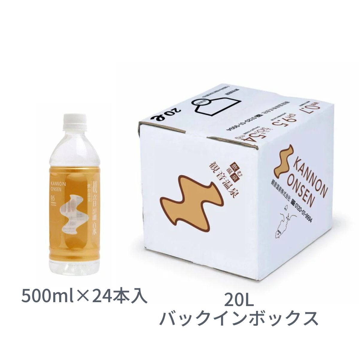 観音温泉　飲む温泉 500ml×24本＋20L×1箱（バックインボックス）国産 ミネラルウォーター 温泉水 天然シリカ水 超軟水 備蓄用 ストック 保存 避難対策 美容 5つ星の宿