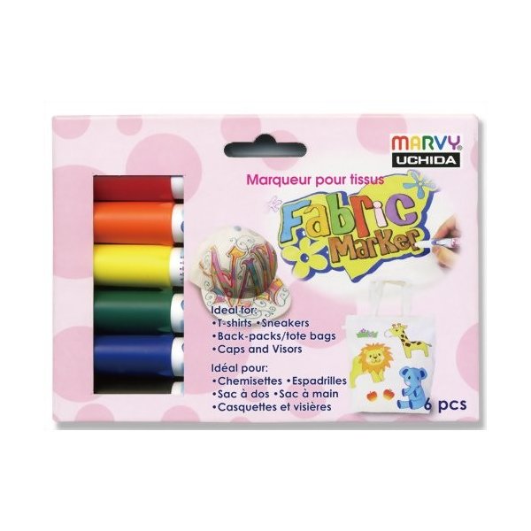 マービー ファブリックマーカー 基本色6色セット 560-6A 【2個セット】学用品