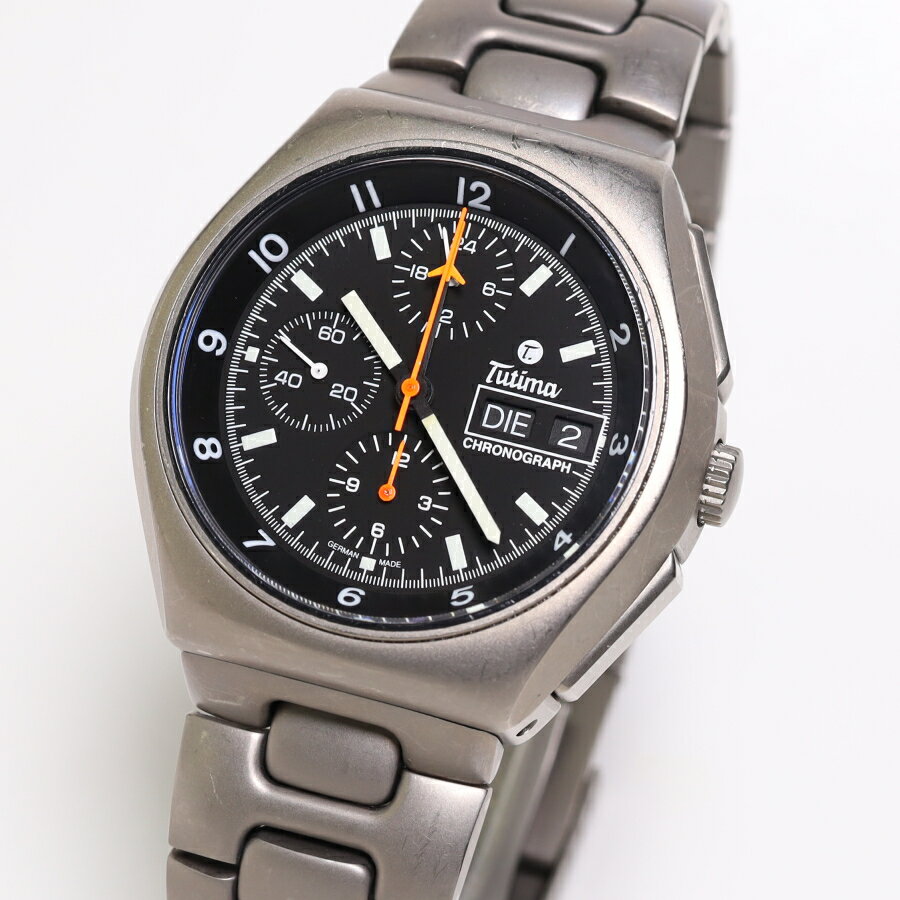【中古】USED 正規代理店品 TUTIMA Military Chronograph REF:760-02 Titan レマニア6100 クロノグラフ 自動巻き