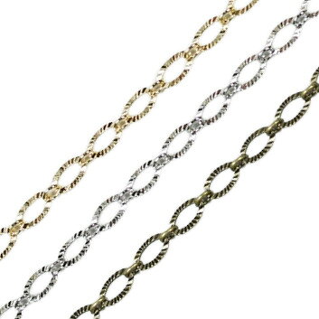 チェーン BS-961 リングつなぎ 柄入り カット入り 1m単位 ゴールド ロジウム アンティーク 楕円
