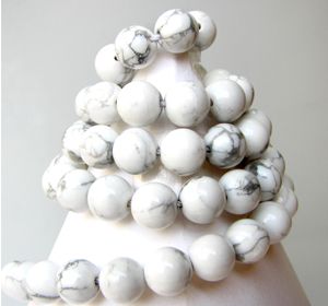 天然石 ハウライト 6mm 丸玉通穴 1本