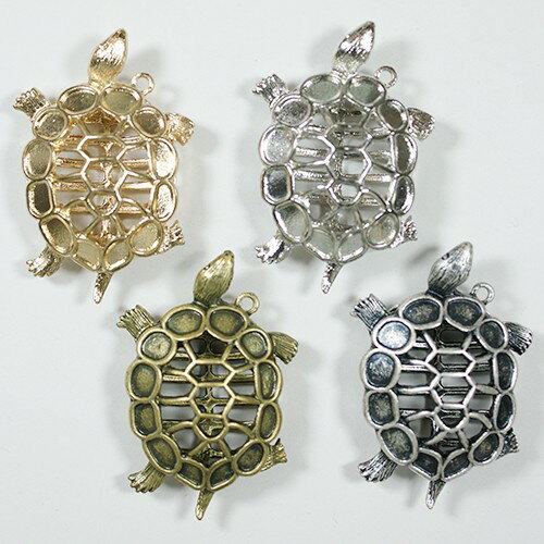 カメ CP-320 1個 すかし かご チャーム アクセサリー パーツ ペンダント 中空 アンティーク ビンテージ..