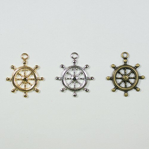 舵 CP-355 1個 マリン かじ ラダー チャーム アクセサリー パーツ ペンダント アンティーク テーブルク..