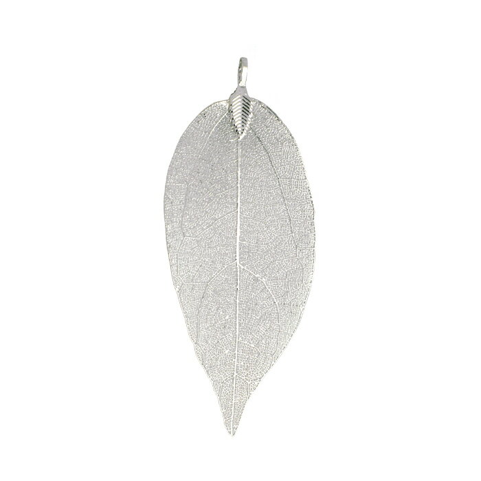 Rakuten - 葉 リーフ チャーム LEAF-IRH-2 ロジウムカラー 1個 シルバーカラー 葉脈