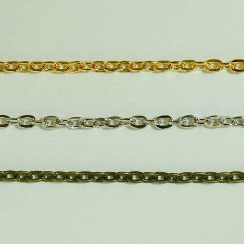 チェーン ST-164 つぶし小判 小豆 1m ゴールド ロジウム シルバー アンティーク 古美 メッキ 生地 メッ..