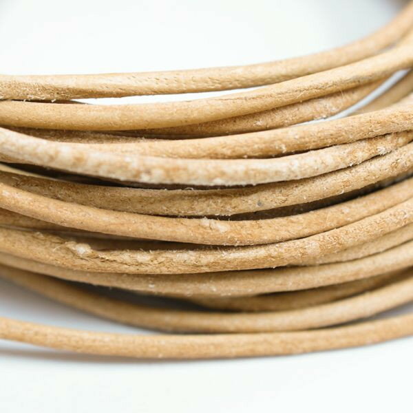 本革 丸紐 2mm ナチュラル 100Mロット まとめ買い 卸売 皮ひも 着色無し 革紐 皮紐 革ひも レザーコード