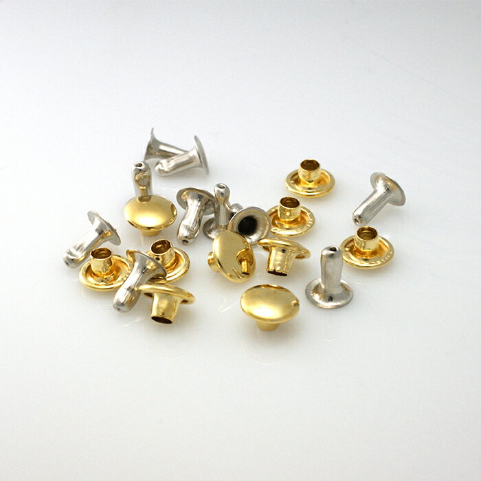 鉄製 片面 中カシメ ゴールド 10セット KASIME-K-7X7MM-GP 頭7mm 足7mm 金色 留め具 かしめ レザークラフト 金具