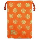 千糸繍院 西陣織 金襴 巾着袋(裏地付き) 橙金丸紋 中サイズ