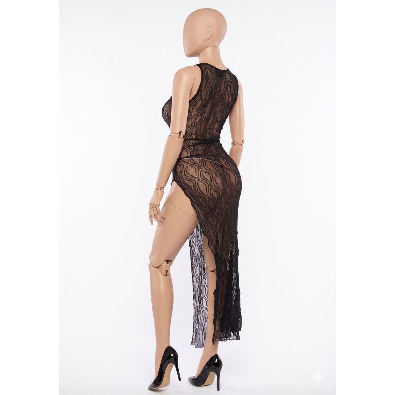 Leg Avenue レッグアベニュー ロングドレス すけすけレース素材 シュミーズドレス ...