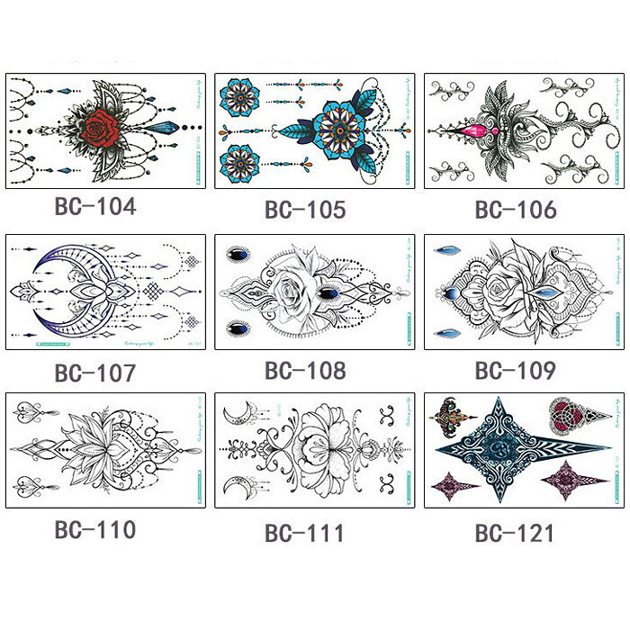 タトゥーシール メンズ レディース シンプル 男性 女性 防水 長持ち かっこいい 可愛い 転写 取れにくい セクシー 背中 鎖骨 首 肩 お腹 腕 足首 胸 ボディーシール ボディペイント ボディステッカー 仮装 コスプレ ハロウィン 夏 おしゃれ 花 薔薇 蓮 羽 翼 トライバル
