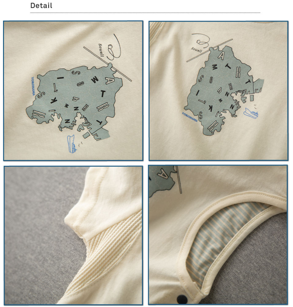 オーガニックコットン Sowell 横浜 イメージプリント 半袖Tシャツ 日本製で高品質 ギフト 新生児 赤ちゃん用 ブランド 女の子 男の子 誕生日 ハーフバースデー 御祝 出産祝い 送料無料 春 秋 夏 冬 綿100％ 天竺 ストライプ ワッフル タフタ 80cm 90cm