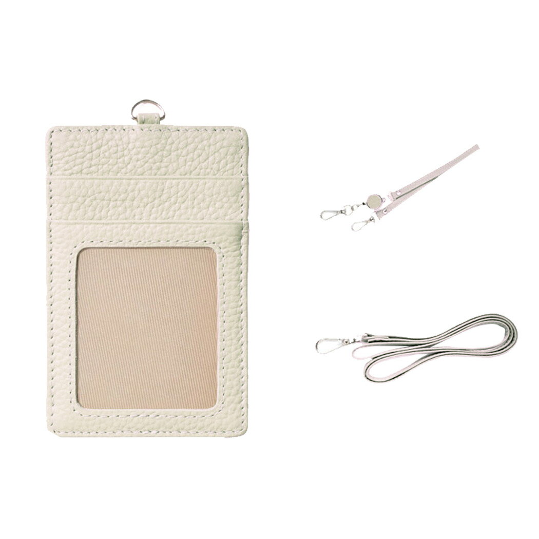 ベビー服＆雑貨のカーネーションの牛革 2way パスケース カード入れ 伸びるリールストラップ ネックストラップ 手のひらサイズ 本革 カードケース カード収納 診察券 ICカード 社員証 父の日 母の日 御祝 プレゼント かわいい おしゃれ 通勤 通学 卒業祝い イ送料込【牛革】｜アングル3