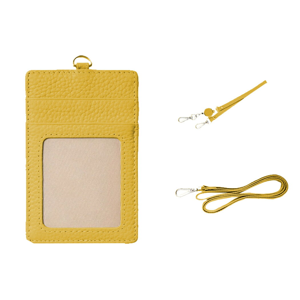 ベビー服＆雑貨のカーネーションの牛革 2way パスケース カード入れ 伸びるリールストラップ ネックストラップ 手のひらサイズ 本革 カードケース カード収納 診察券 ICカード 社員証 父の日 母の日 御祝 プレゼント かわいい おしゃれ 通勤 通学 卒業祝い イ送料込【牛革】｜アングル2