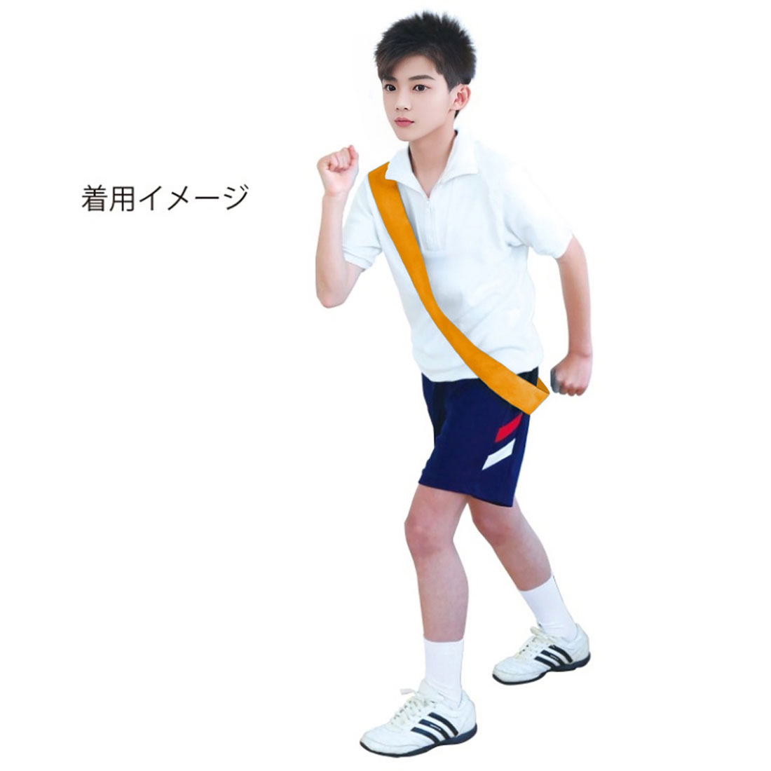 カラーたすき オレンジ 縫製済 体育祭 たすき 運動会 発表会 リレー ユニセックス 駅伝 小学校 中学校 祭り 応援グッズ 綿素材 イベント用品 チーム分け 装飾アイテム【カラーたすき】