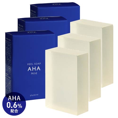 ピーリング石鹸 AHA グリコール酸 0.6%配合 マイルド ピーリングソープ 青 100g 3個セット 泡立てネット付 敏感肌 乾燥肌 プラセンタエ..