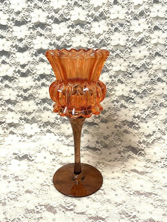 キャンドルホルダー　メタルフット　ガラス製　1個