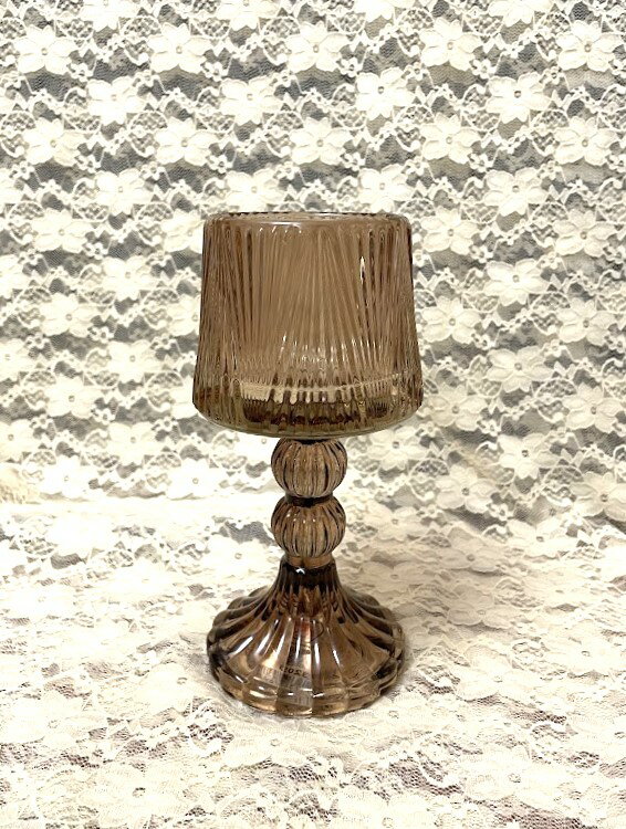 Rakuten - キャンドルホルダー　ランプ型ダークブラウン　ガラス製　1個