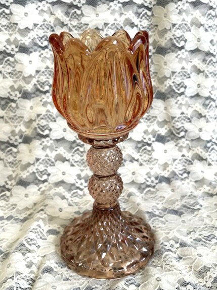 Rakuten - キャンドルホルダー　チューリップ　ガラス製　1個　ライトブラウン