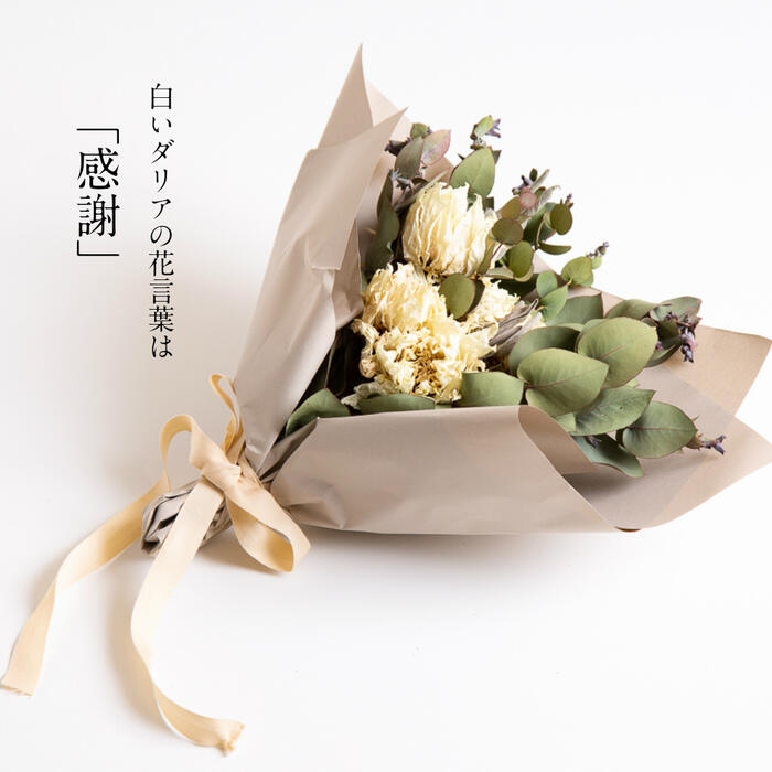 あす楽地域対応品【flower gift】感謝をかたちにして／ナチュラルガーデンドライフラワーブーケ−花束ギフト-【白いダリアとユーカリ】スワッグ誕生日プレゼント記念日母の日
ITEMPRICE