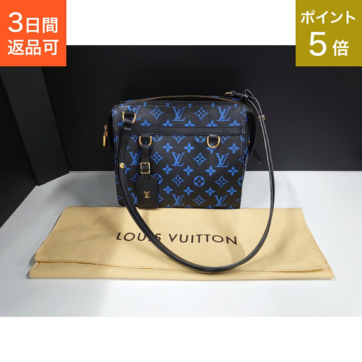 ルイ・ヴィトン スピーディアマゾンPM LOUIS VUITTON ショルダーバッグ モノグラムキャンバス ブラック/ブルー M42208 レディース 【中古】
