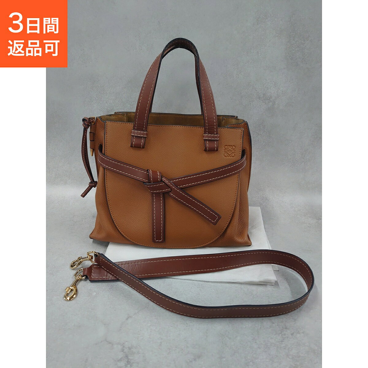 ロエベ ゲートトップハンドル 準美品 LOEWE 2WAYバッグ カーフスキン(牛) ブラウン レディース 【中古】